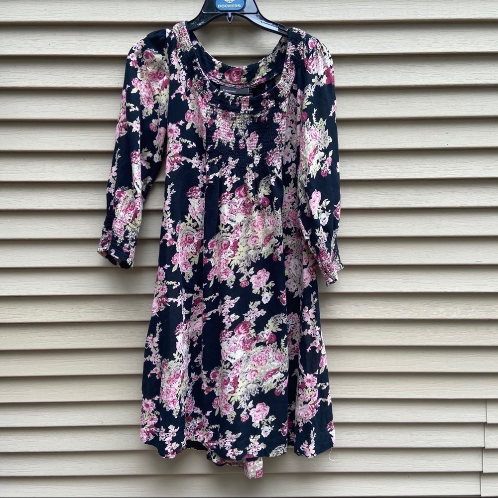KappAhl floral paisley smocked 3/4 sleeve dress